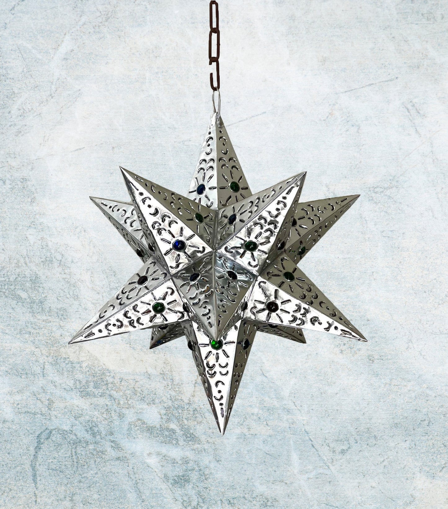 Beautiful Silver Tin Hanging Star 1 Marble image