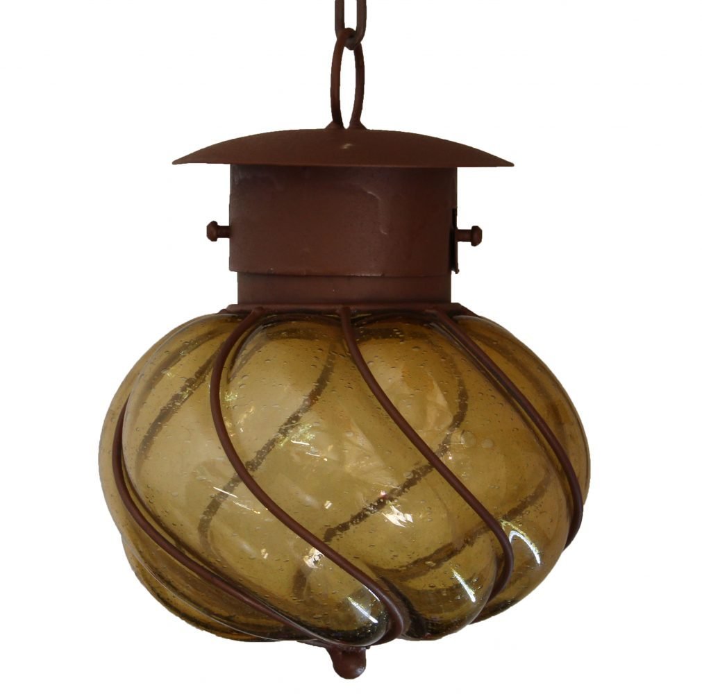 Beautiful “Churumbela-Small” Mexican Blown Glass Lamp 1 - Amber image