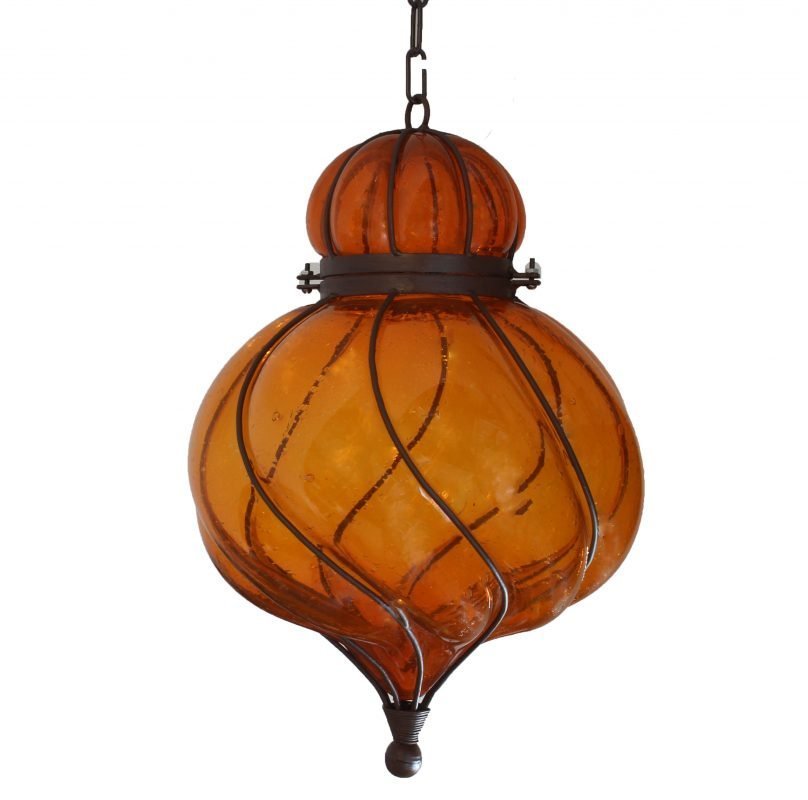 Colorful Blown Glass Lighting “Pamela” 18″ - Orange image