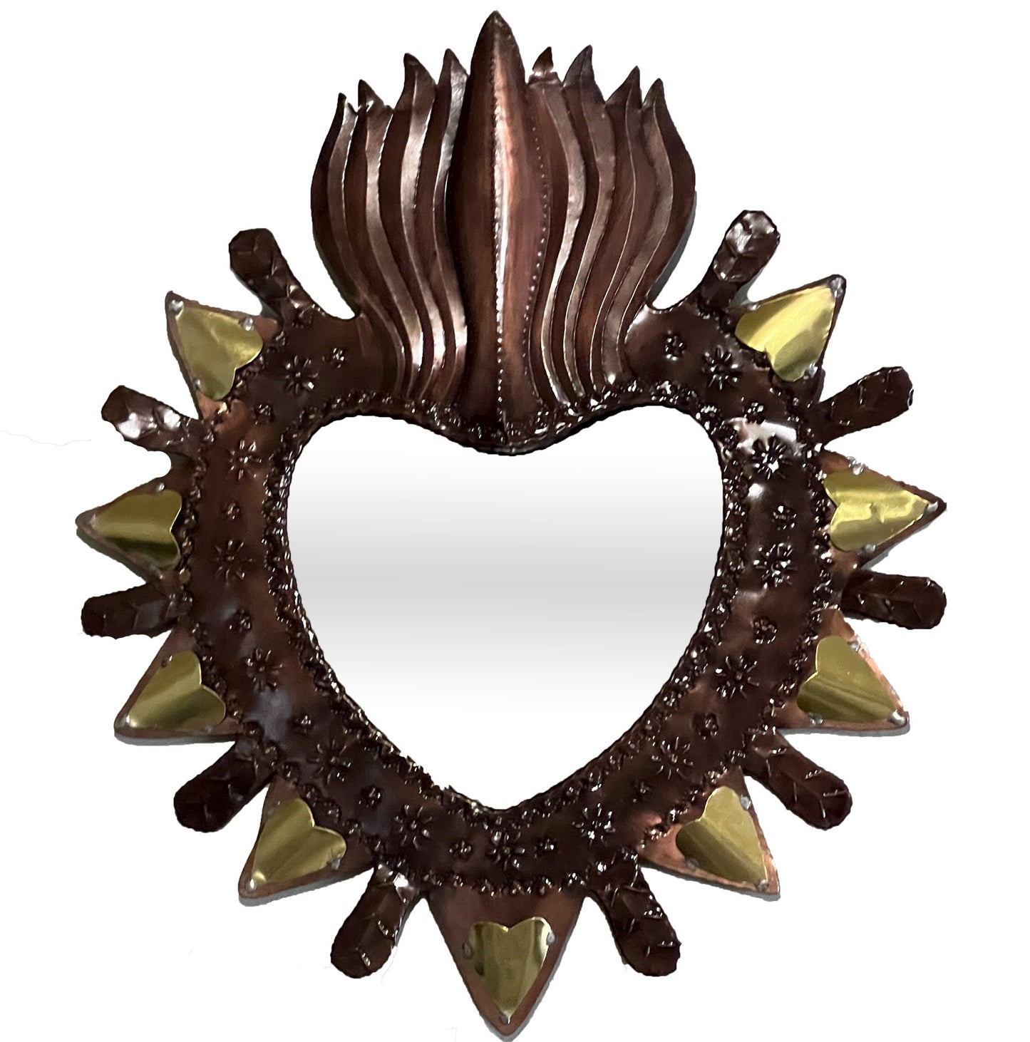 Bronze Punched Tin Mirror "Corazon" image 1