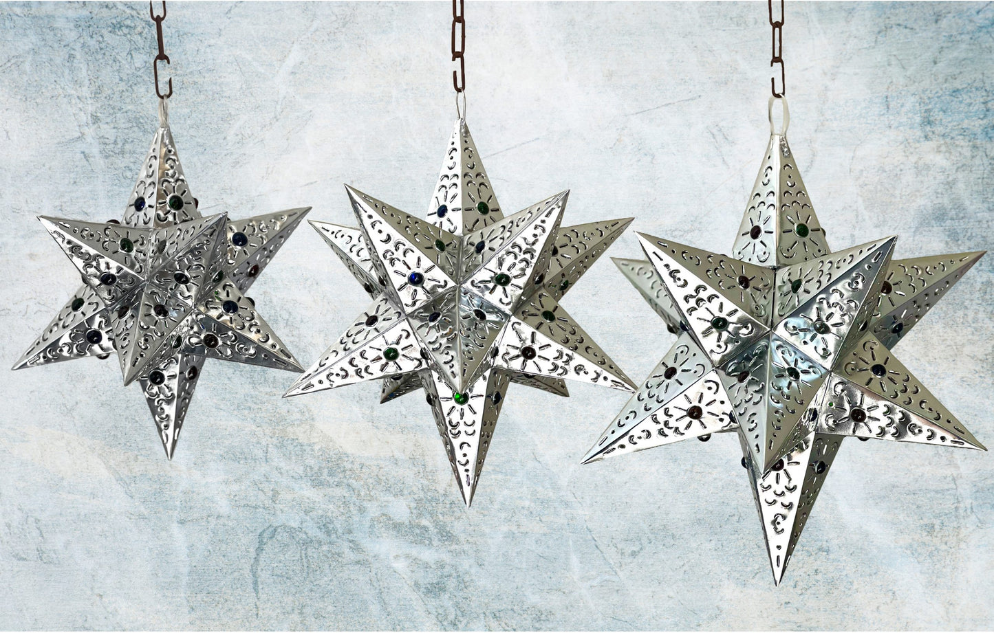 Beautiful Silver Tin Hanging Star 1 Marble image 2