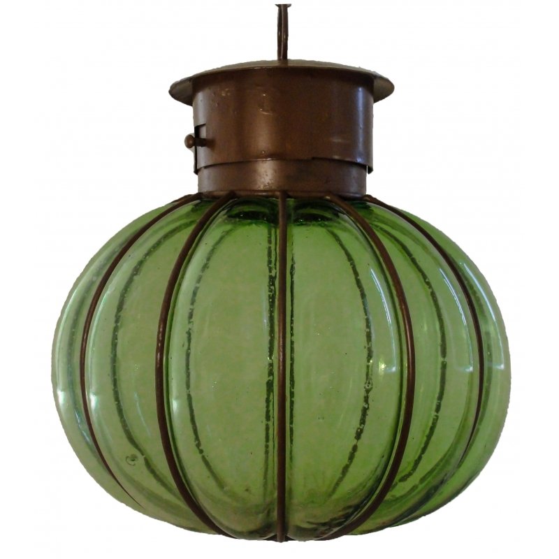 Colorful “Calabaza” Blown Glass Lamp - Green image