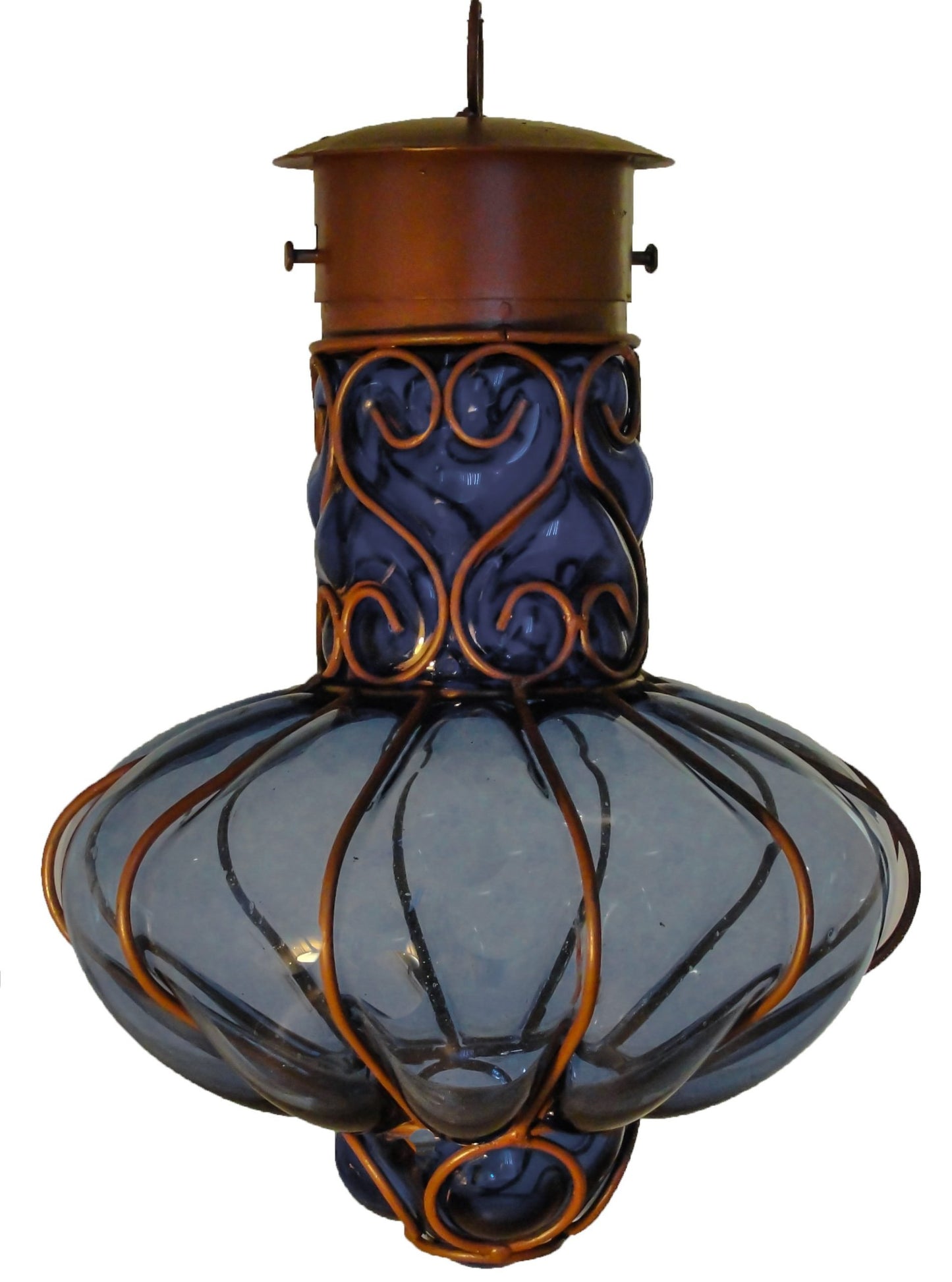 Colorful “Flor” Blown Glass Lamp - Blue image