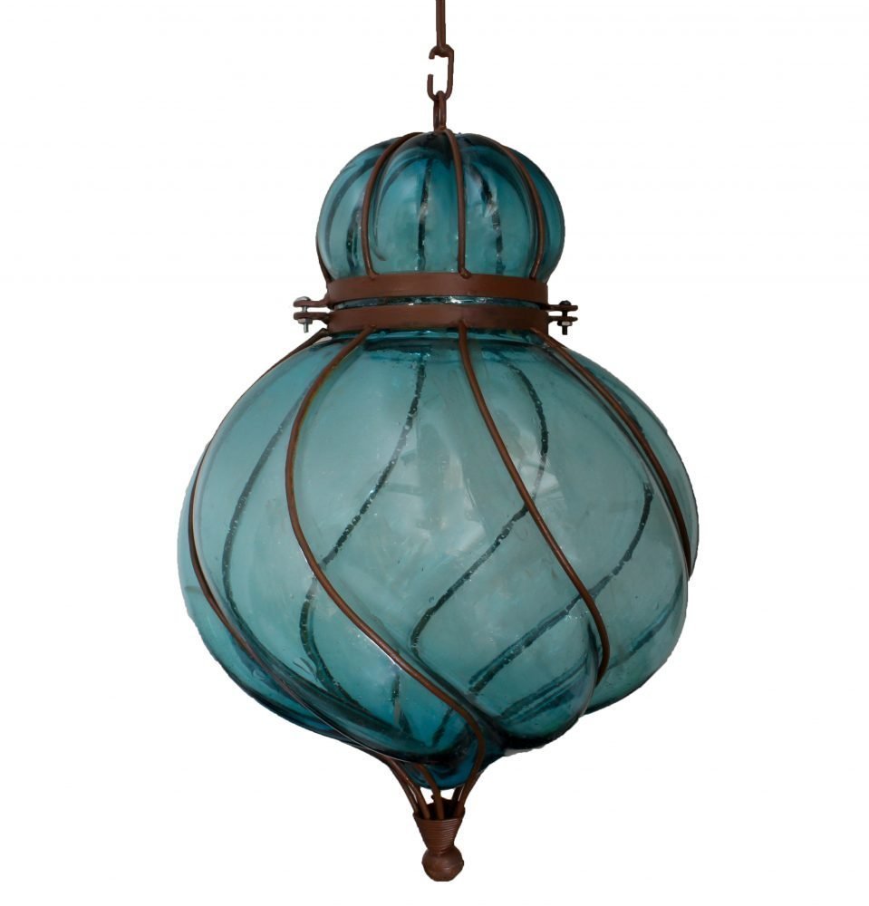 Colorful Blown Glass Lighting “Pamela” 18″ - Aquamarine image