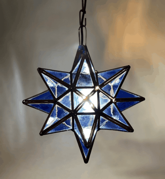 Blue Glass Hanging Star