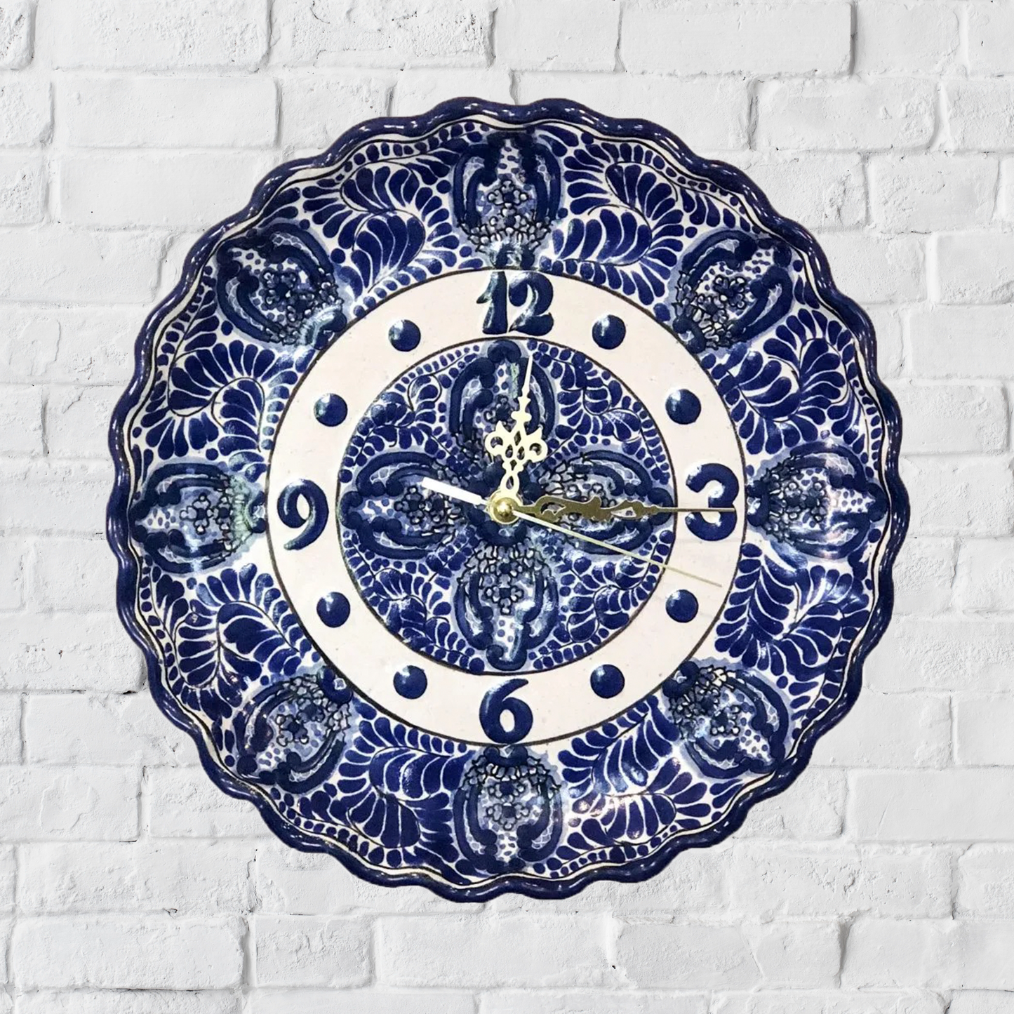 Beautiful Blue Talavera Clock - 30cm image 0