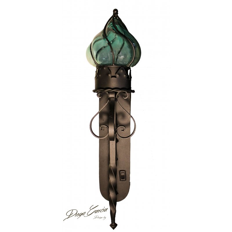 Beautiful Blown Glass Shade Torch Sconce 2 image 0