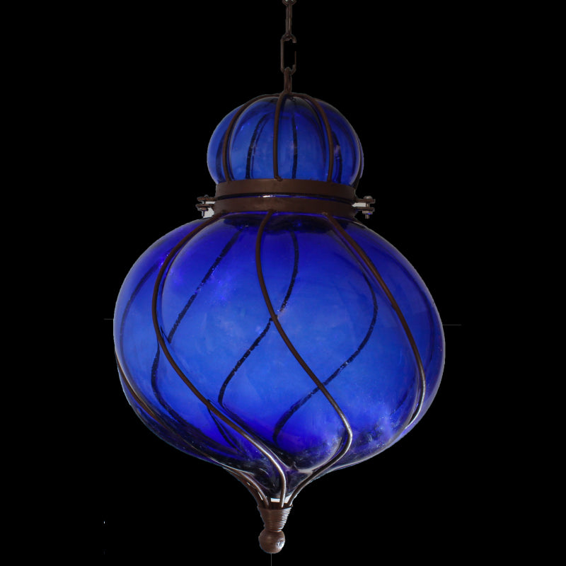 Colorful Blown Glass Lighting “Pamela” 18″ - Blue image