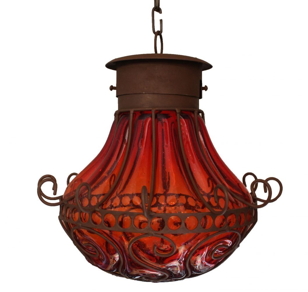 Big Candil Blown Glass Lamp 1 - Red image