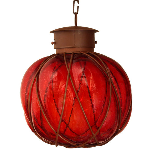 Colorful Calabaza Cruzada Blown Glass Lamp - Red image