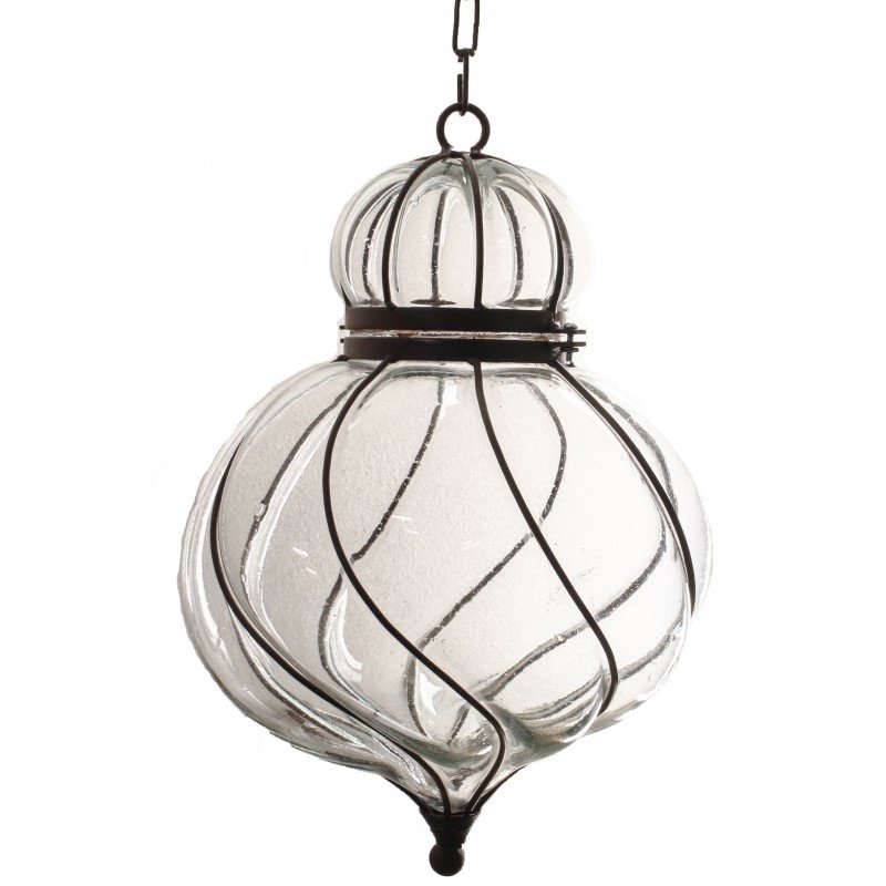 Colorful Blown Glass Lighting “Pamela” 18″ - Clear image