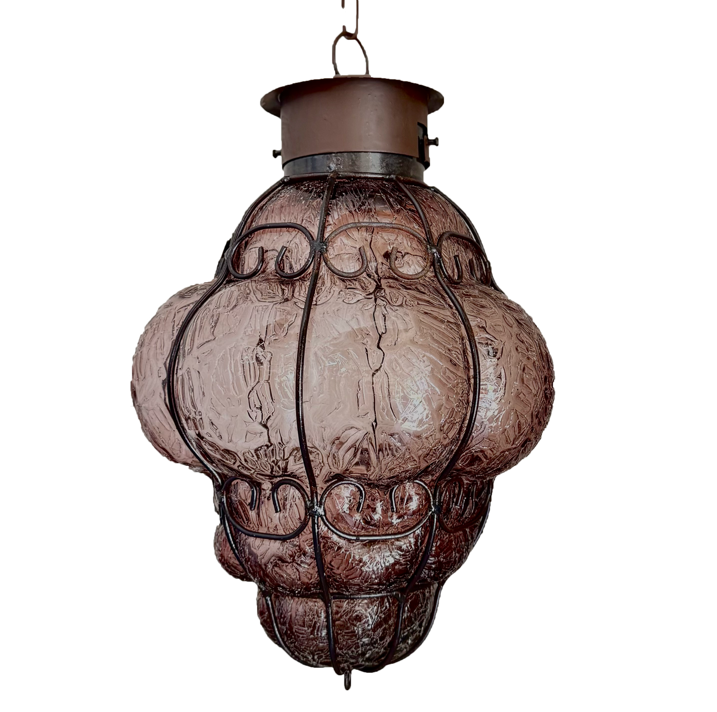 Beautiful Crackled Glass Lamp “Reyna Large” 1 - Amethyst image