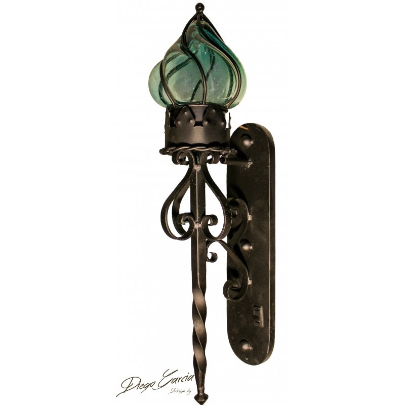 Beautiful Blown Glass Shade Torch Sconce 2 image 1