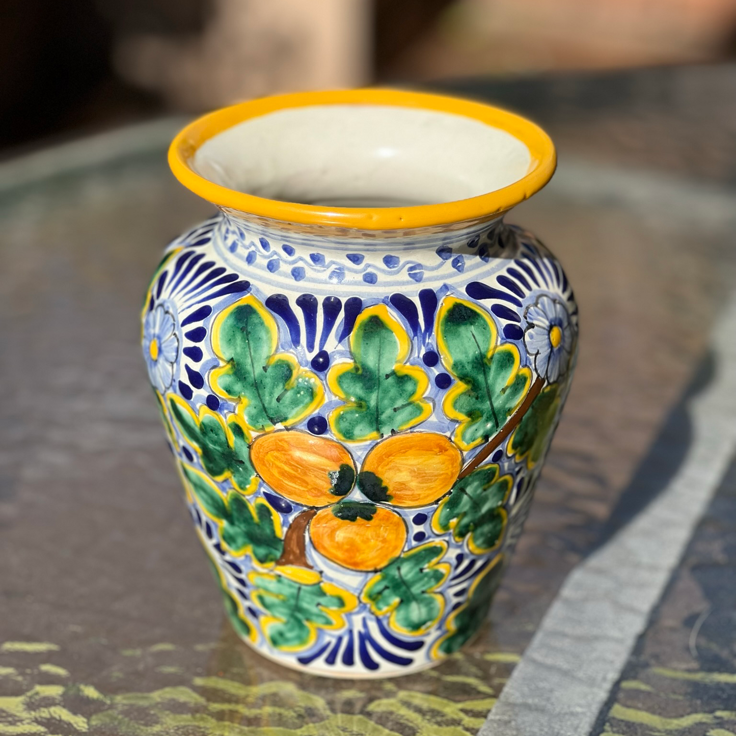 Colorful Mexican Talavera Vase 6 1/2" H image 2