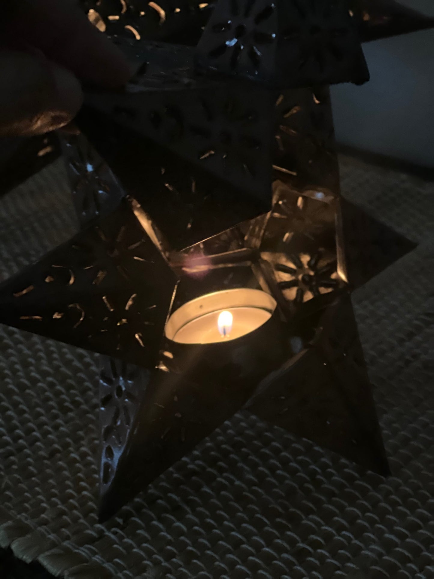 Beautiful Bronze Punched Tin Stars Table Set of 3 sizes: 14 in, 11 in, 9 in image 2