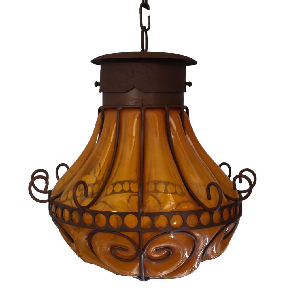 Big Candil Blown Glass Lamp 1 - Orange image