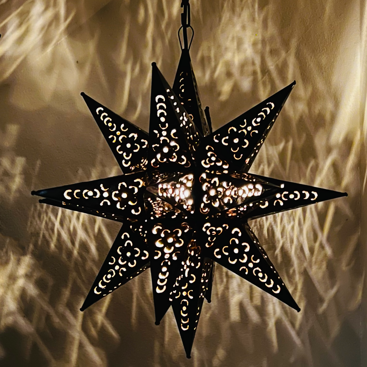 Beautiful Tin Star Pendant Lamp-Flower Pattern 3 image 4