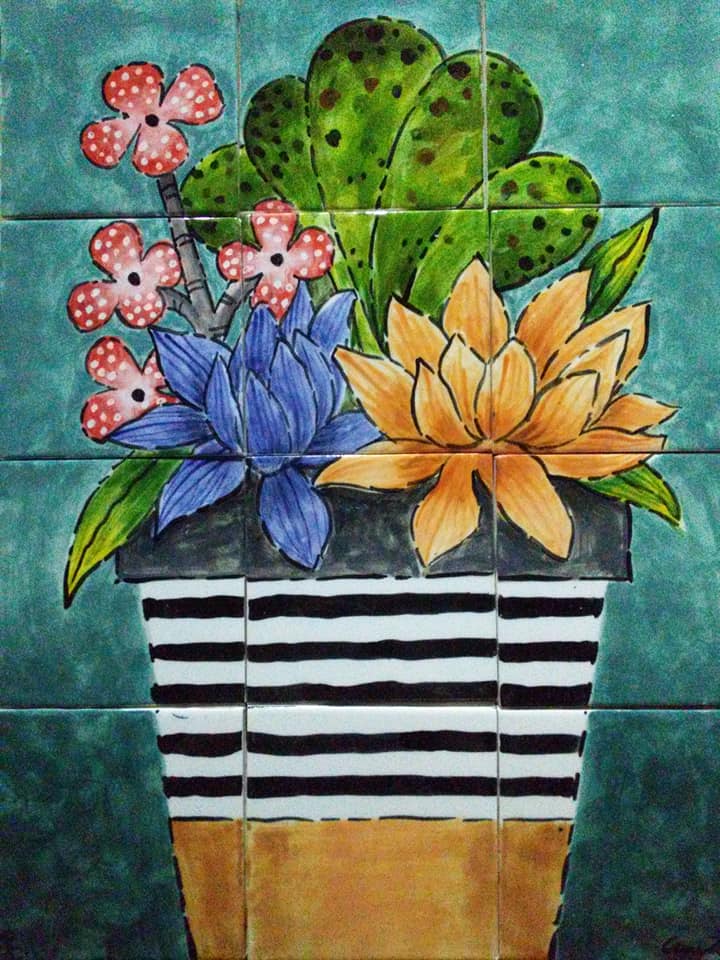12 Tiles "Alegre Naturaleza 2" Flowers Mural image 0