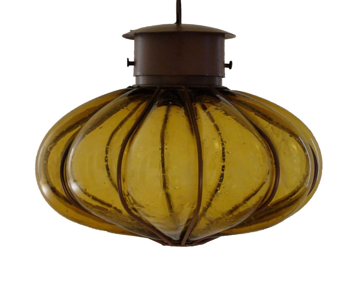 Glassblowing pendant lighting “Platillo-Large” - Amber image