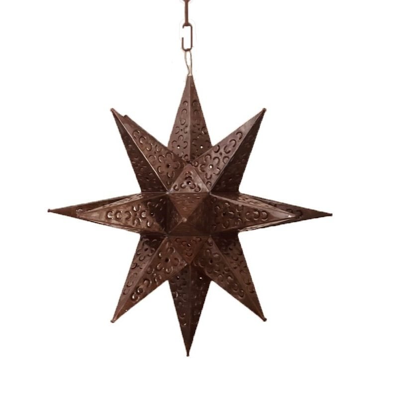 Beautiful Tin Star Pendant Lamp-Flower Pattern 3 image 1