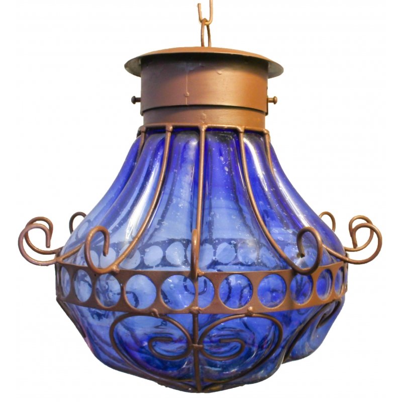 Big Candil Blown Glass Lamp 1 - Blue image