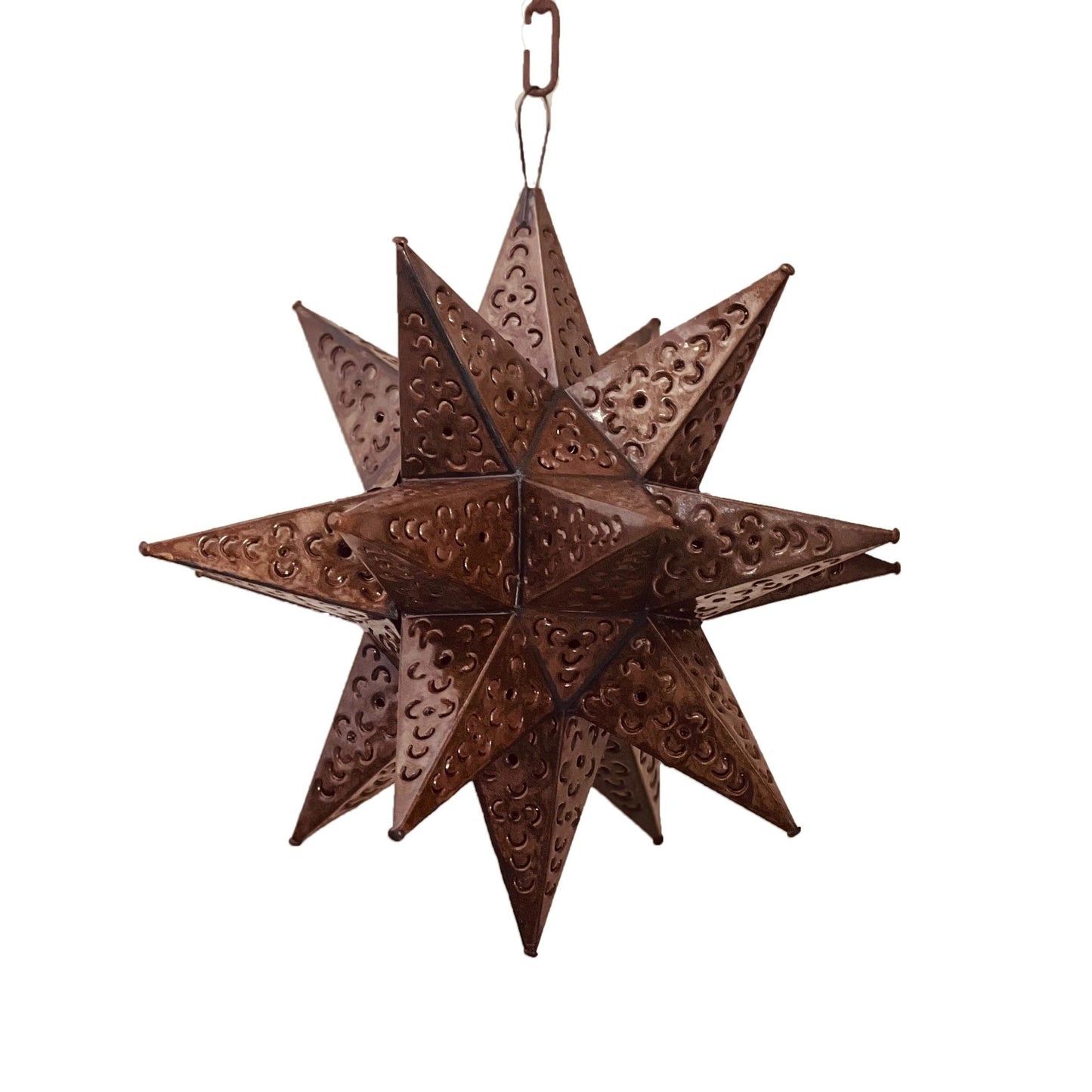 Beautiful Tin Star Pendant Lamp-Flower Pattern 3 image
