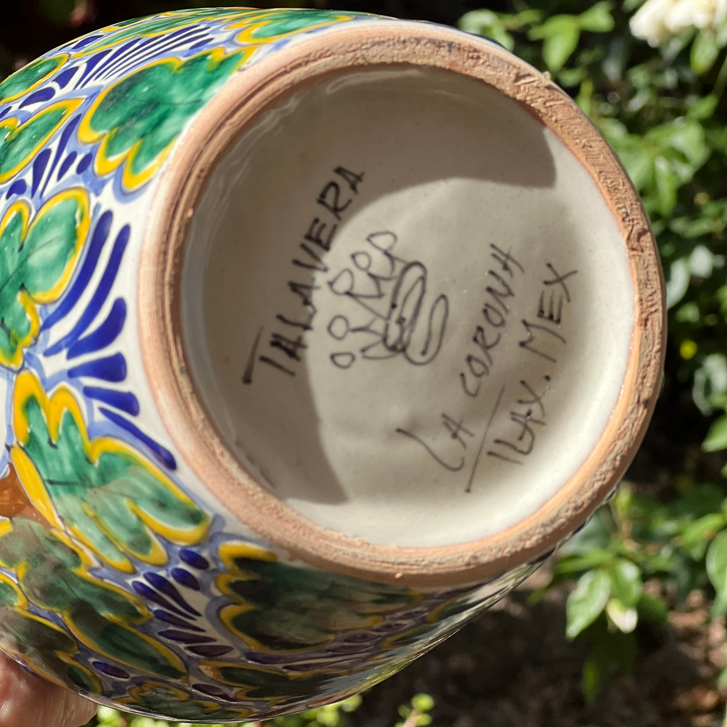 Colorful Mexican Talavera Vase 6 1/2" H image 3