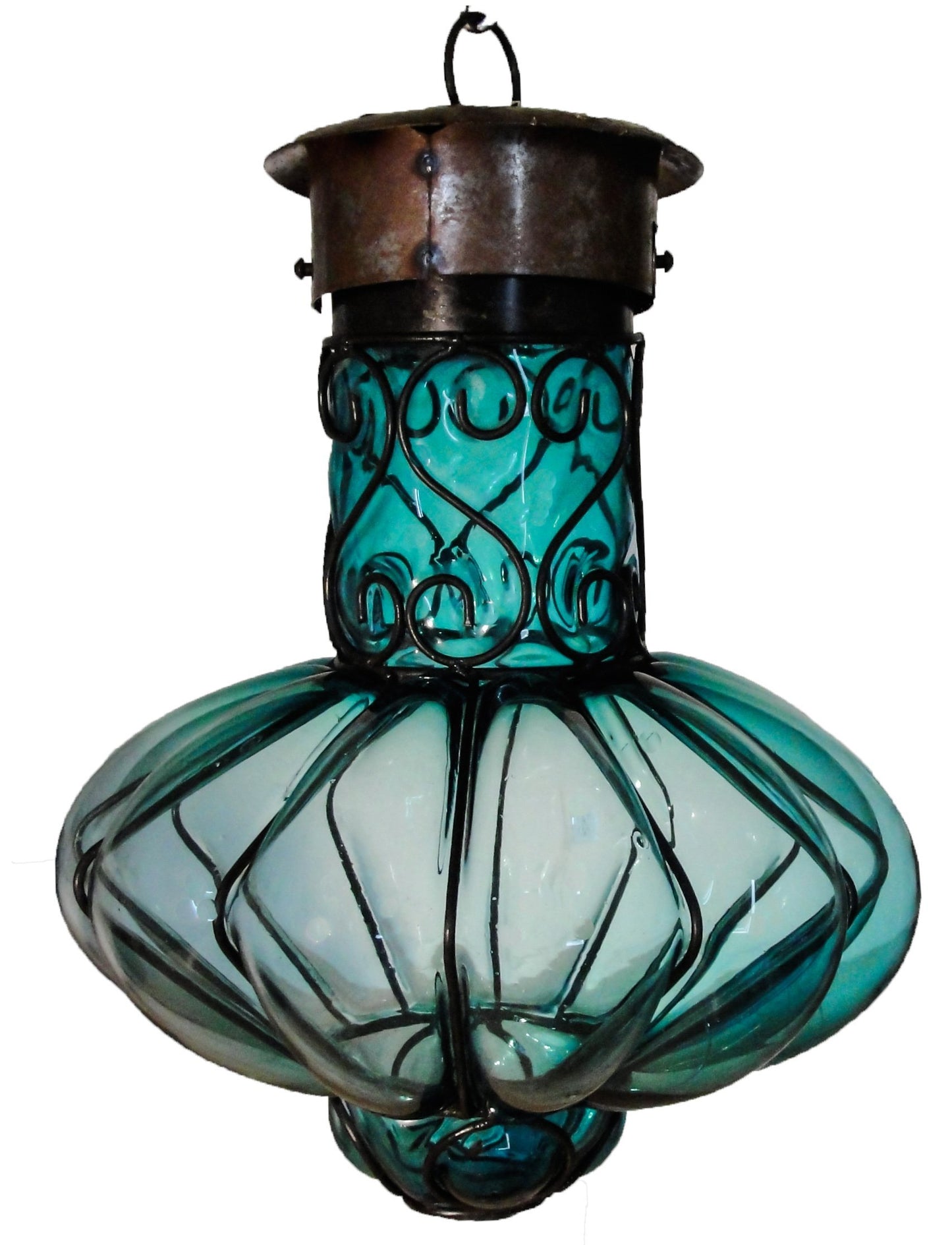 Colorful “Flor” Blown Glass Lamp - Aquamarine image