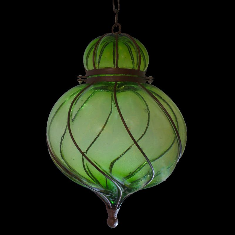 Colorful Blown Glass Lighting “Pamela” 18″ - Green image