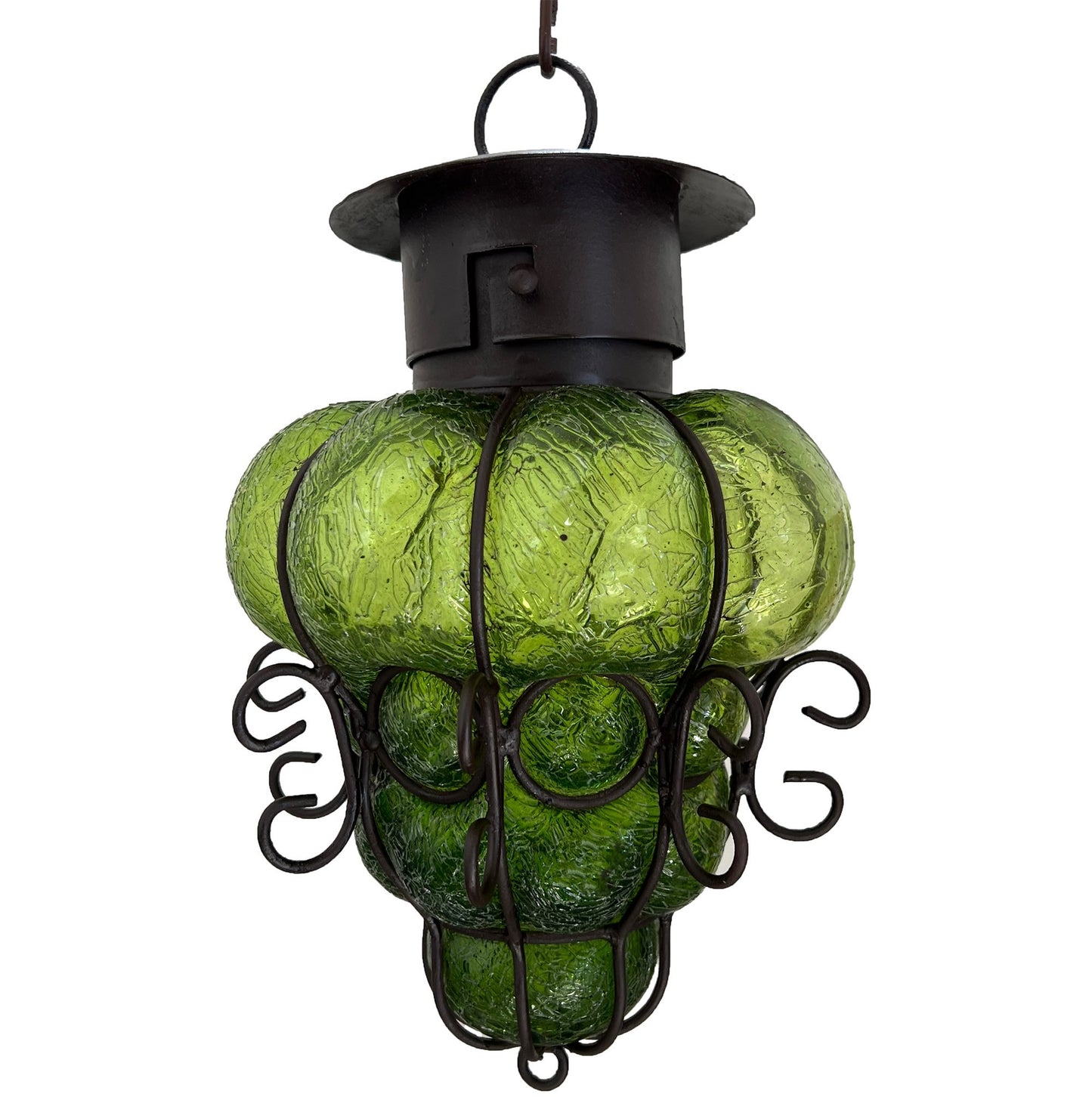 Beautiful Reyna Small Crackle Blown Glass Lamp 1 - Green image
