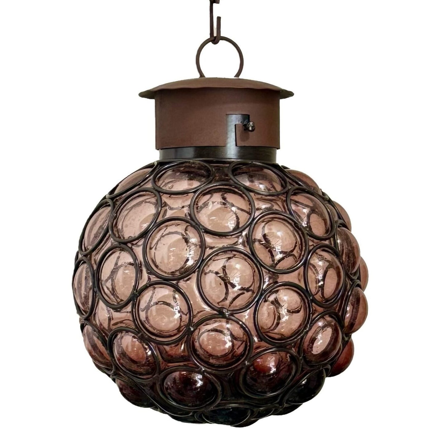 Beautiful Mexican Blown Glass Lamp “Calabaza Bolitas” - Amethyst image