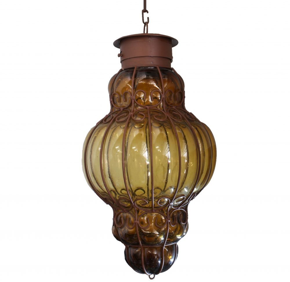 Beautiful Reyna Extra Large Blown Glass Lamp 1 - Amber image