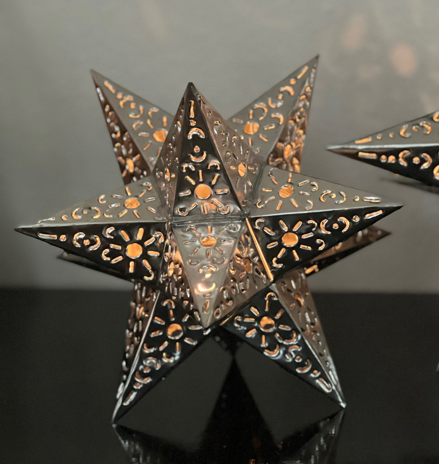 Beautiful Silver Tin Stars Table Set of 3. Sizes: 14", 11", 9". image 4