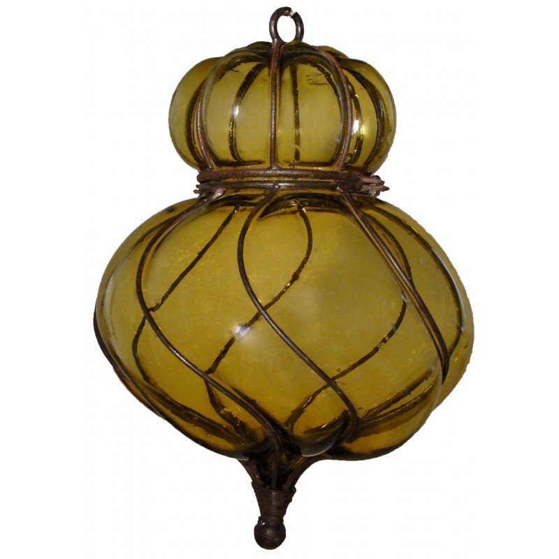 Colorful Blown Glass Lighting “Pamela” 18″ - Amber image