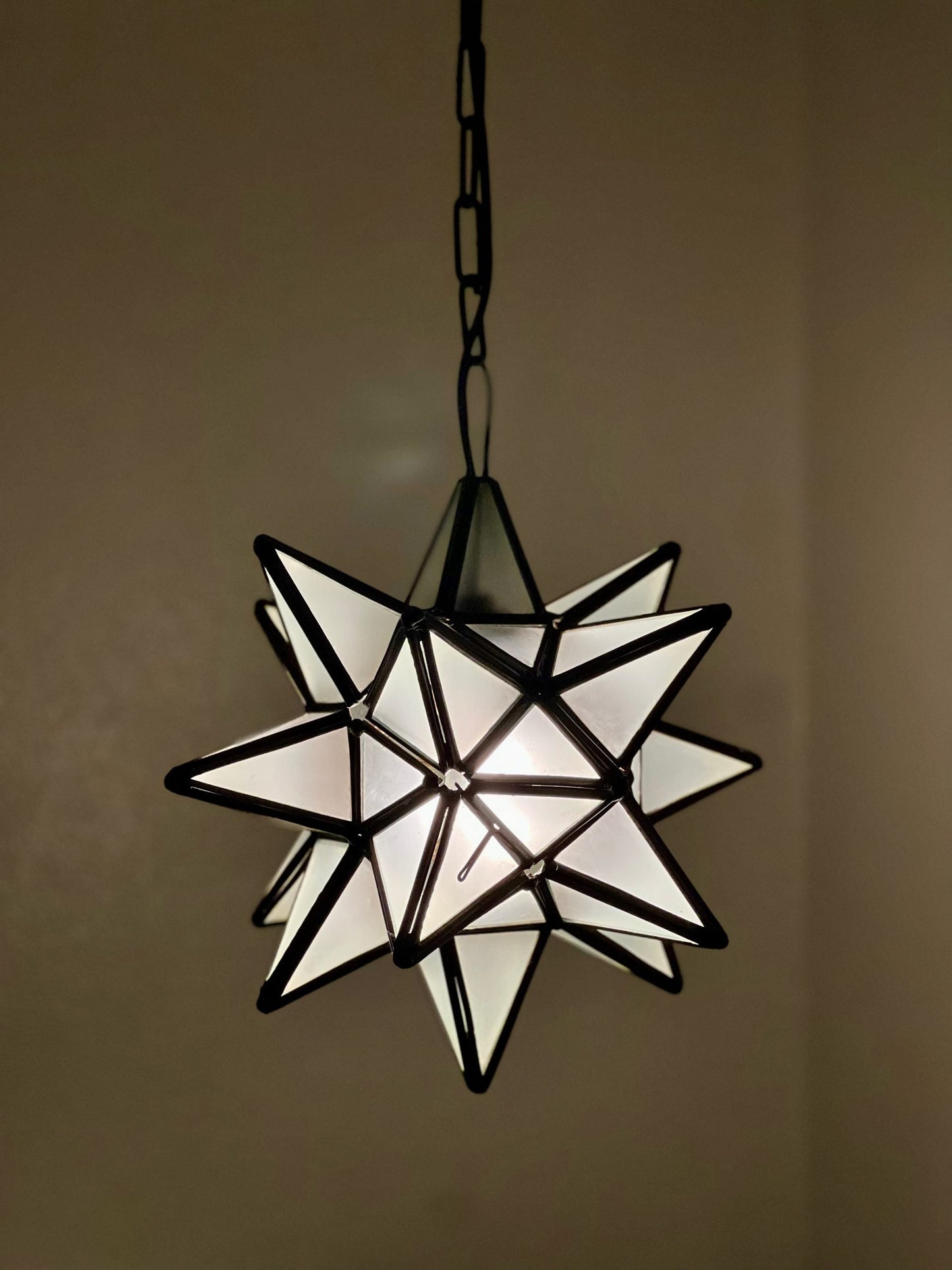 Elegant Frosted Glass Pendant Star 11", 13"and 16"- Frosted Glass Moravian Star image 4