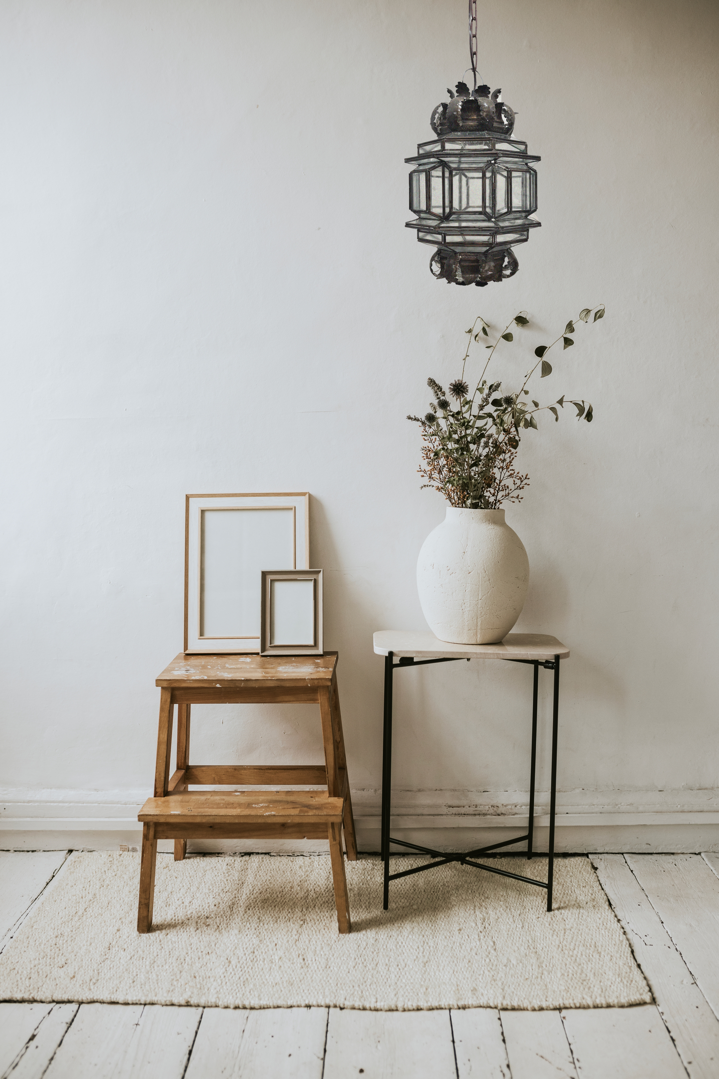 Beautiful Punched Tin and Speckle Glass Lamp 2 image 3