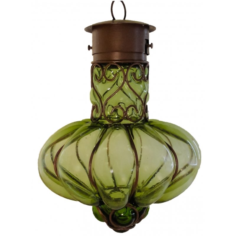 Colorful “Flor” Blown Glass Lamp - Green image