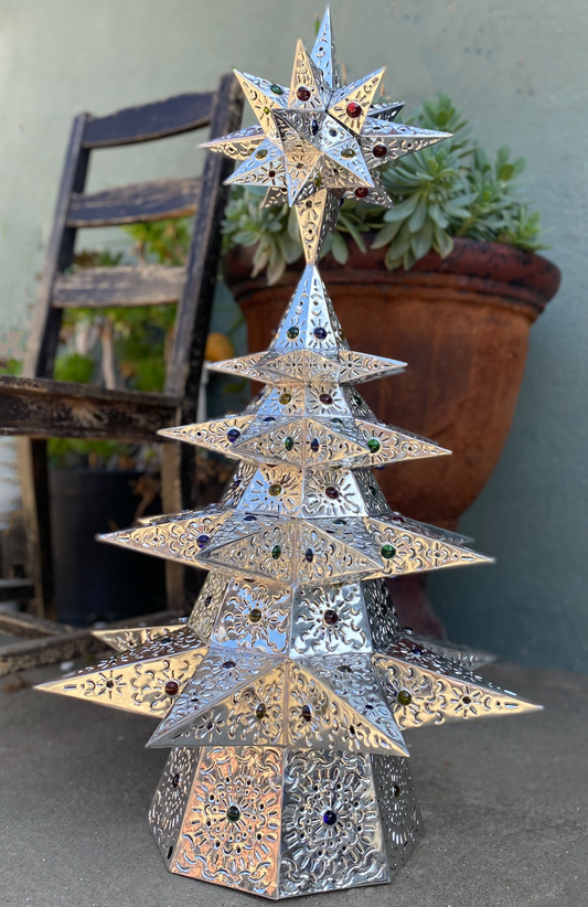 Beautiful Mexican Punched Tin Christmas Tree 30 in image 1