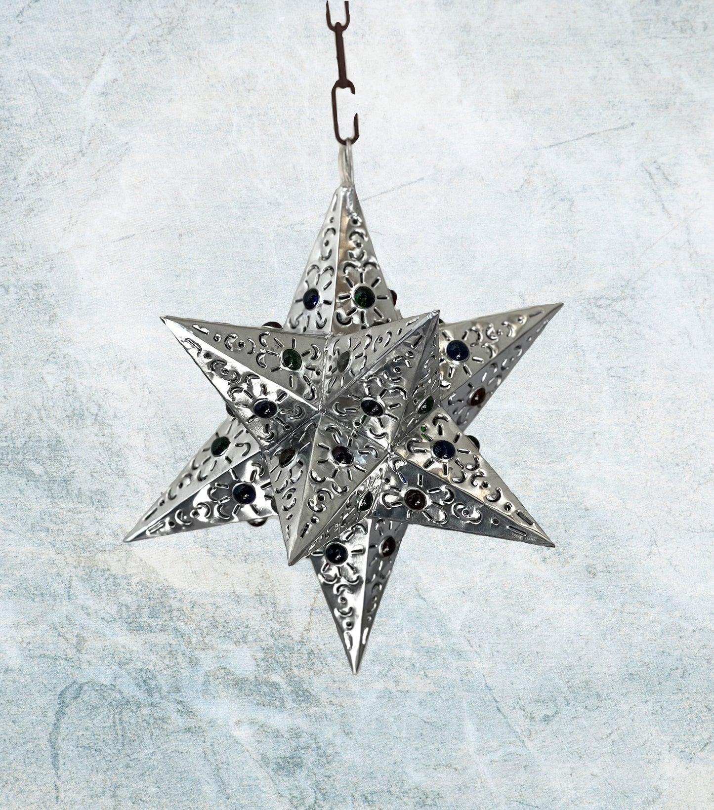 Beautiful Silver Tin Hanging Star 1 Marble image