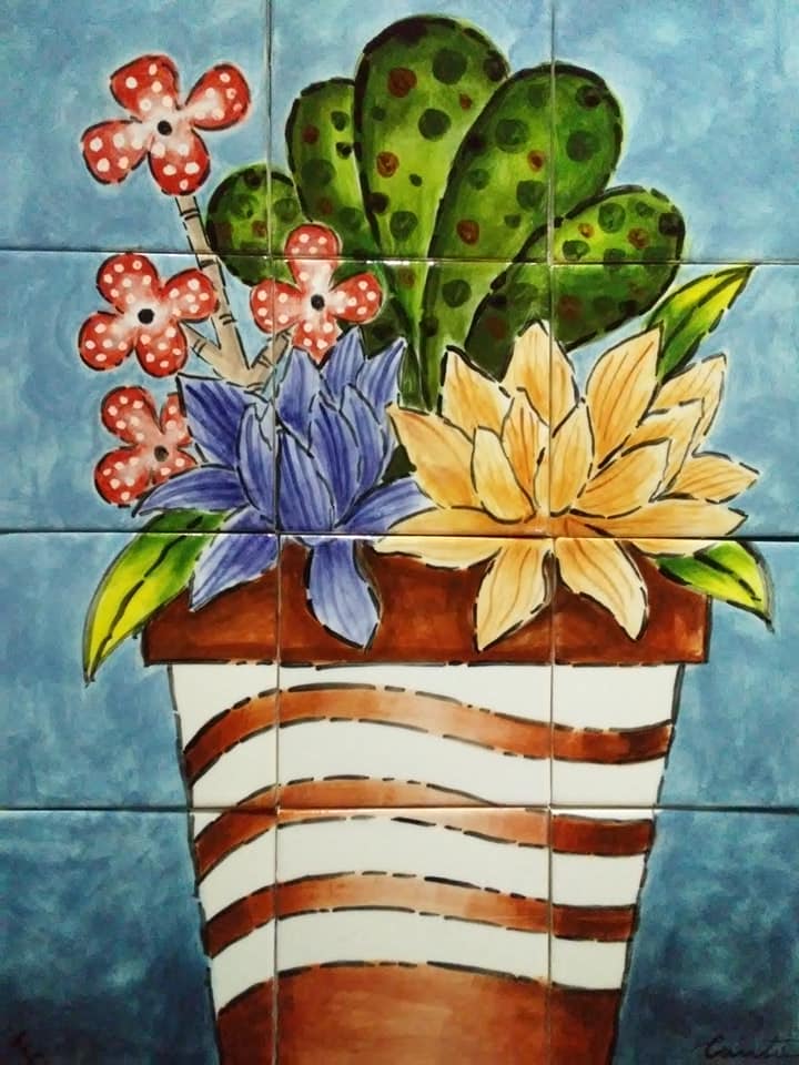 12 Tiles "Alegre Naturaleza 3" Flowers Mural image 0