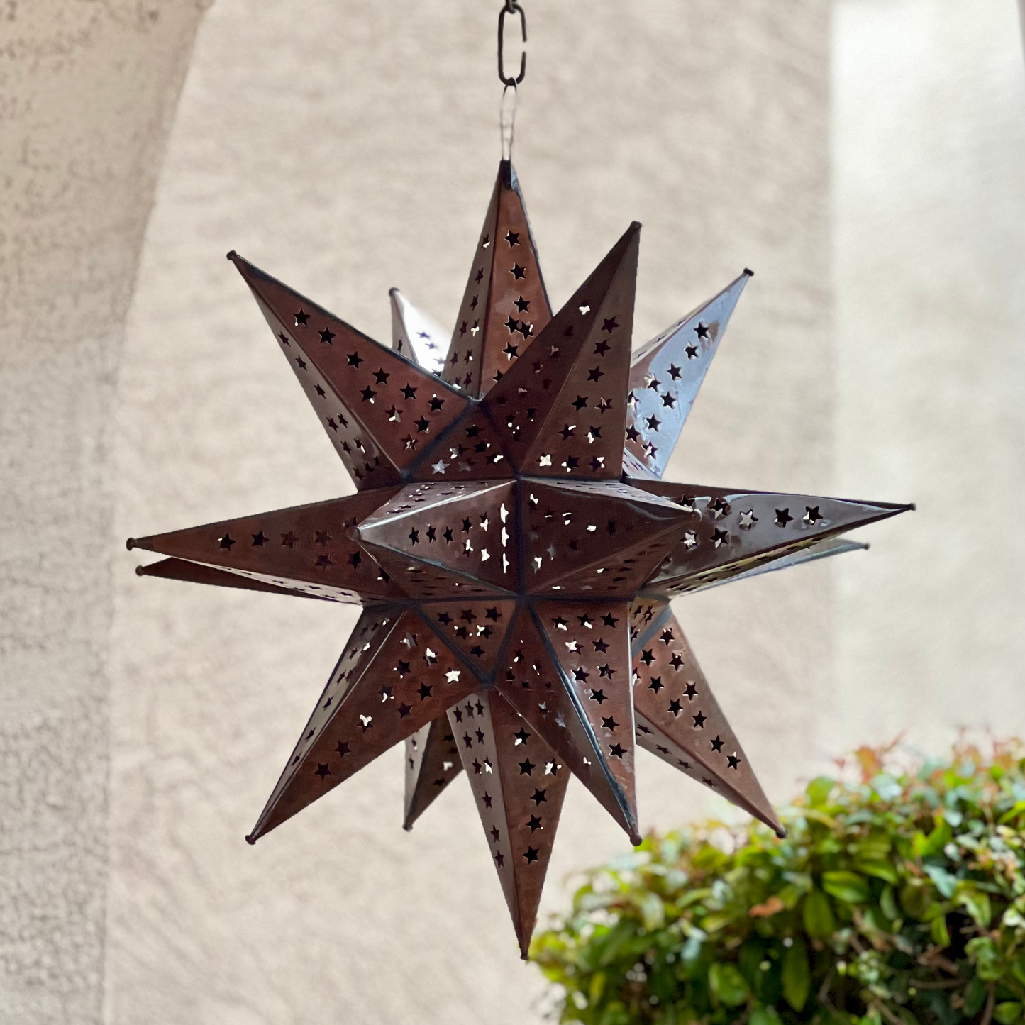 Bronze Punched Tin Star Pendant Lamp image 1