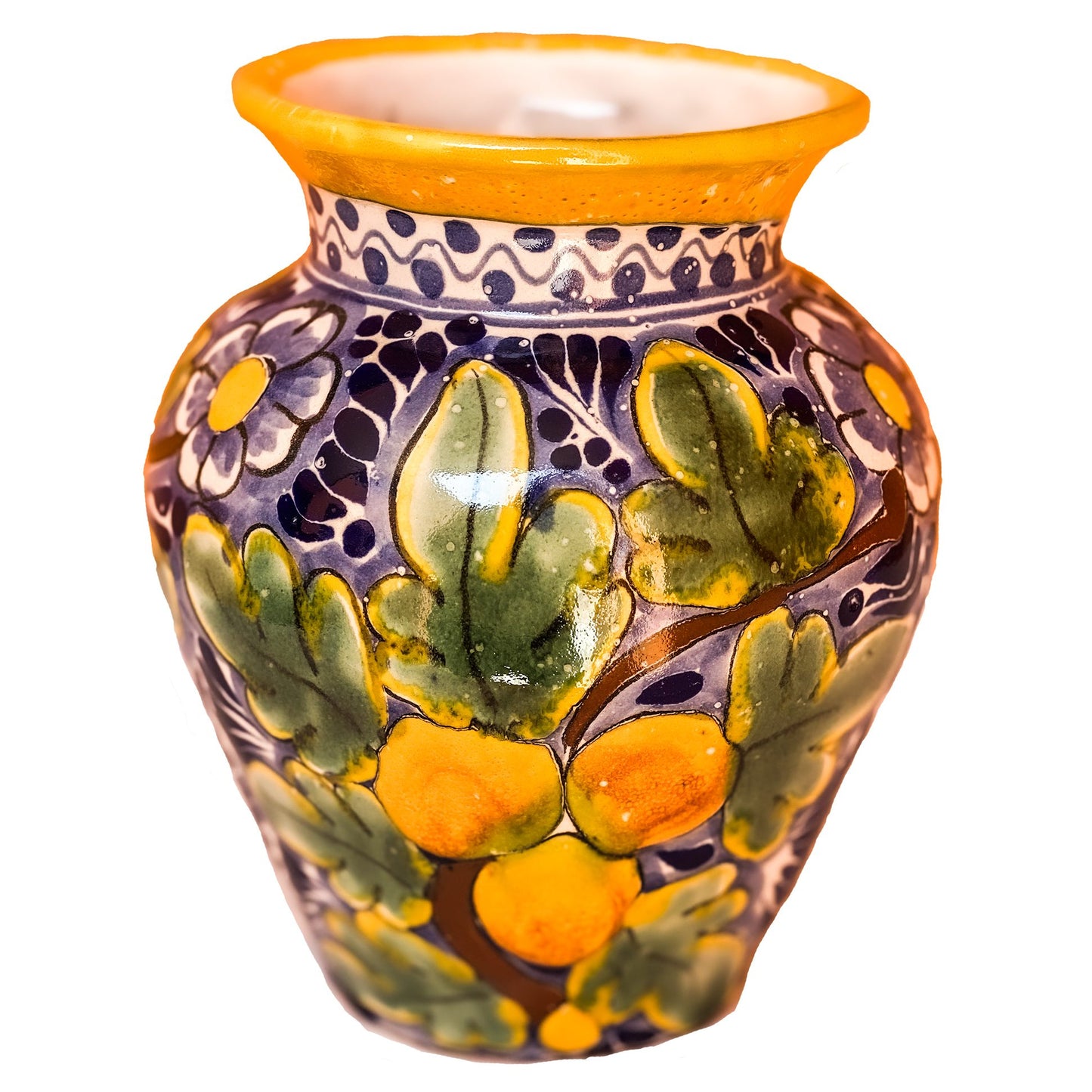 Colorful Mexican Talavera Vase 6 1/2" H image 1