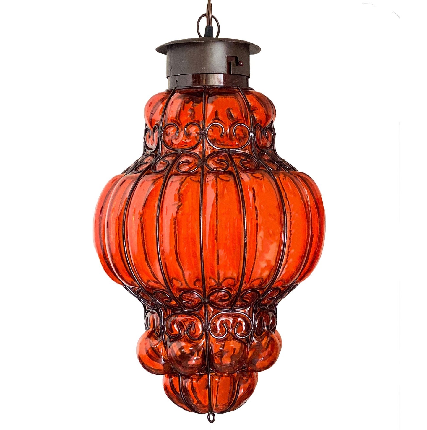 Beautiful Reyna Extra Large Blown Glass Lamp 1 - Orange image