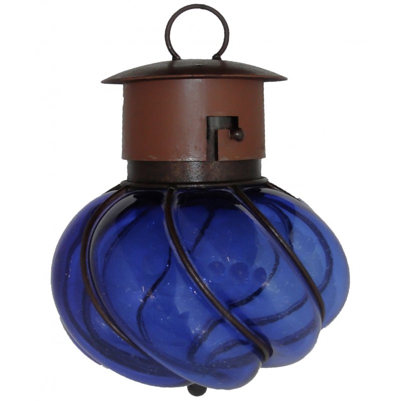 Beautiful “Churumbela-Small” Mexican Blown Glass Lamp 1 - Blue image