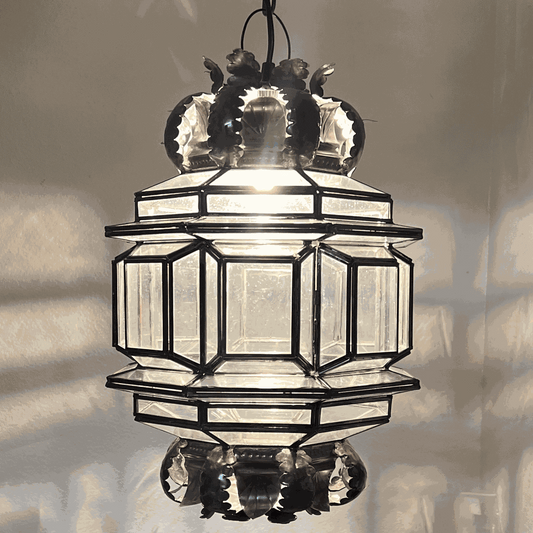 Almendra Pendant Lamp – Punched Tin & Speckled Glass