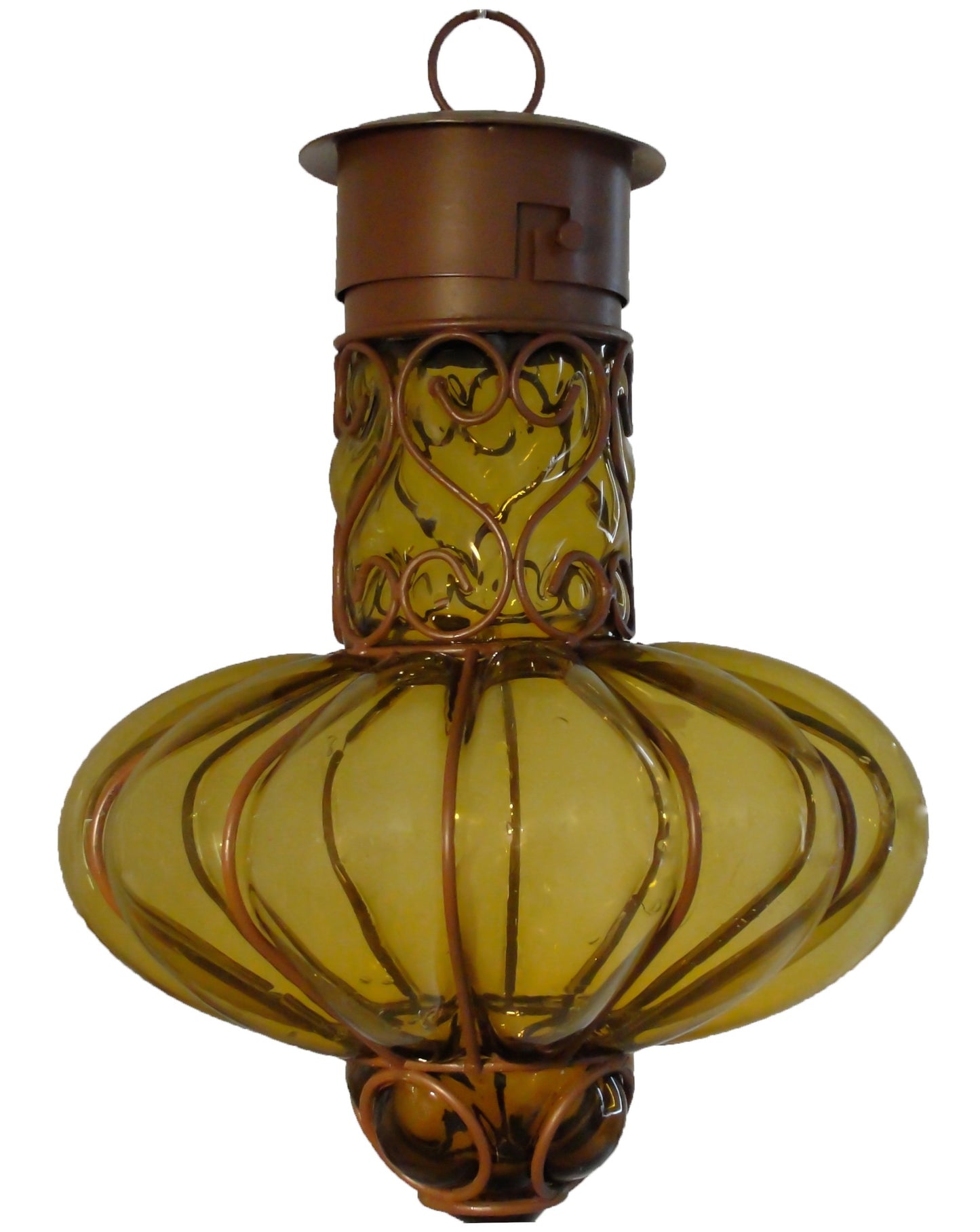 Colorful “Flor” Blown Glass Lamp - Amber image