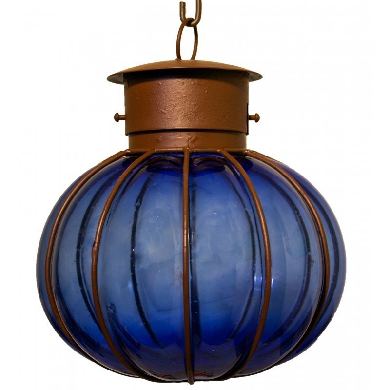 Colorful “Calabaza” Blown Glass Lamp - Blue image