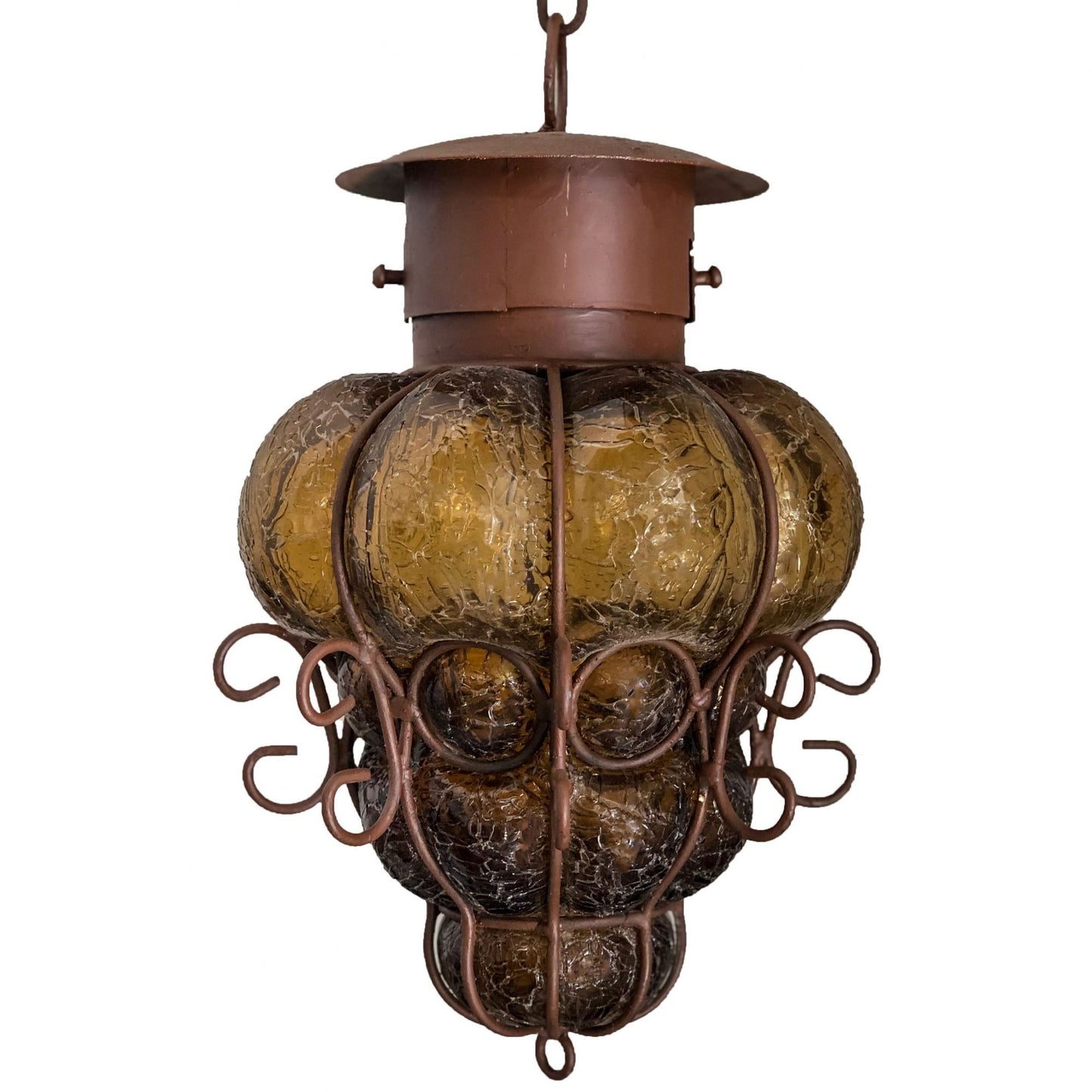 Beautiful Reyna Small Crackle Blown Glass Lamp 1 - Amber image