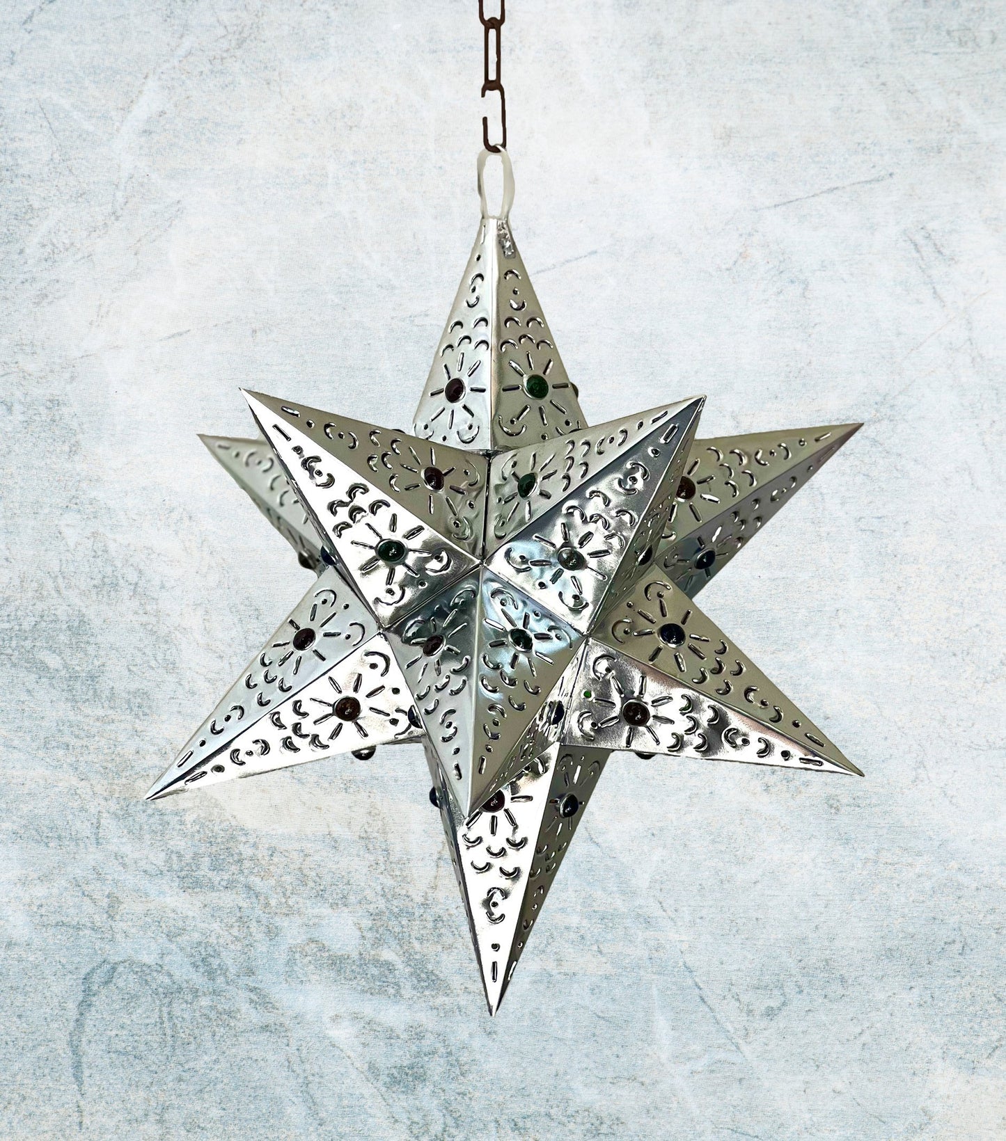 Beautiful Silver Tin Hanging Star 1 Marble image
