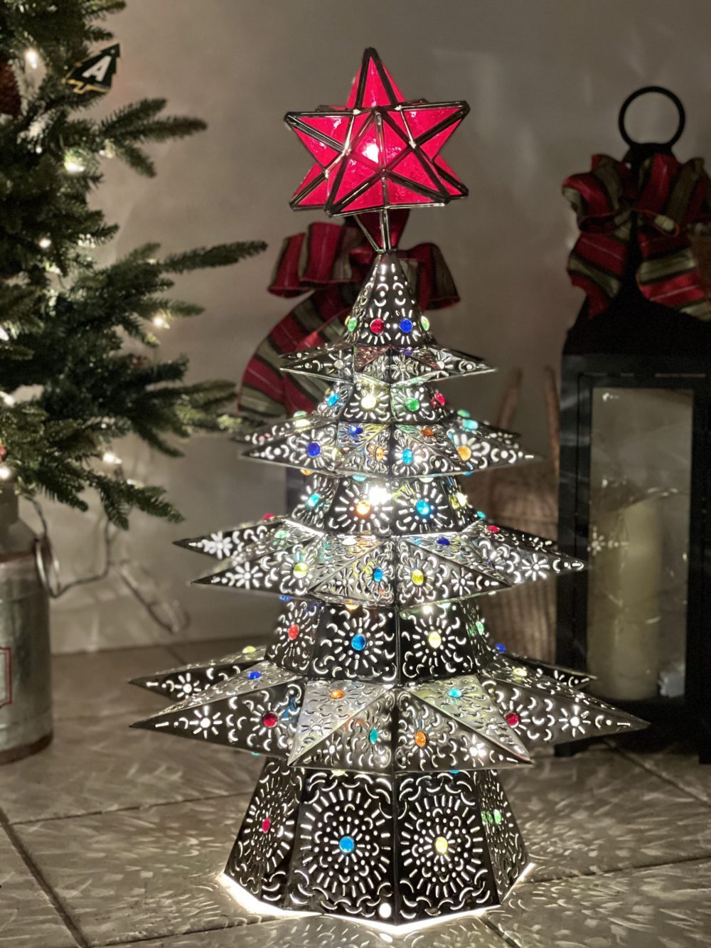 Beautiful Punched Tin Christmas Tree 30 in image 2